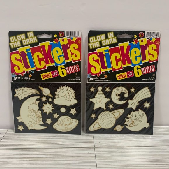 Ja-Ru 2005 Glow In The Dark Stickers 2 Sets Cherubs, Stars Moon Sun New - Picture 1 of 8